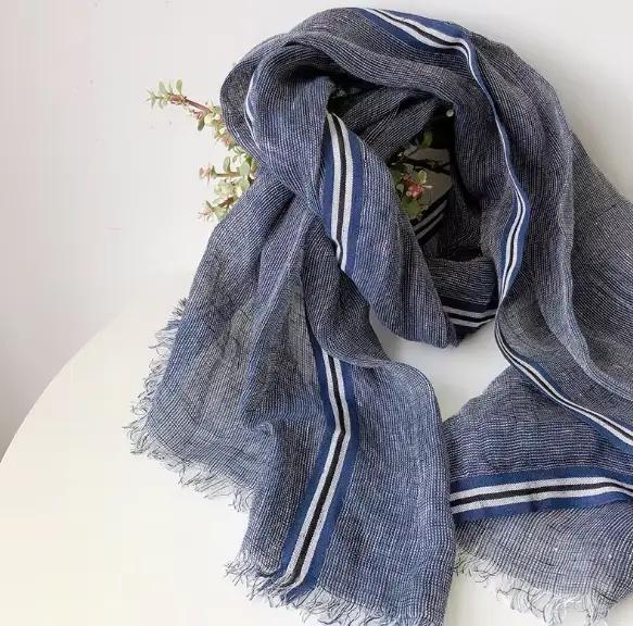Écharpe longue de style soldat en lin pour hommes multifonction printemps automne extérieur élégance et confort incomparables