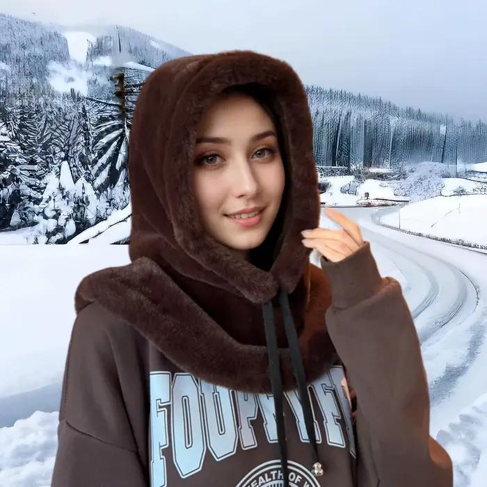 Cape de fourrure écharpe capuche hiver chapeau chaud pour les femmes polaire épaisse Protection des oreilles