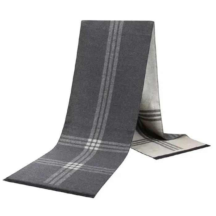 Écharpe à carreaux homme noir hiver chaud laine écharpe pour hommes cachemire foulards décontracté mâle longue Pashmina extérieur châles homme silencieux cadeau occasions spéciales style élégant confort durable