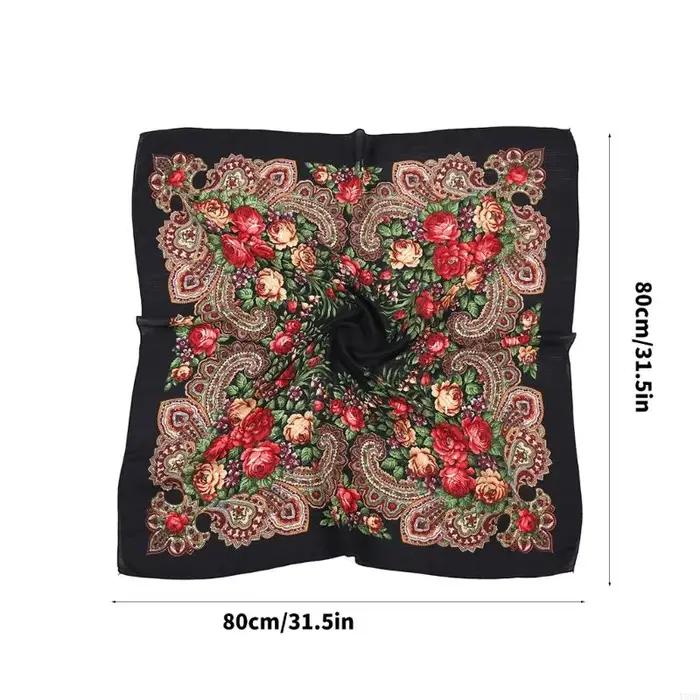 Foulard carré imprimé russe pour femmes