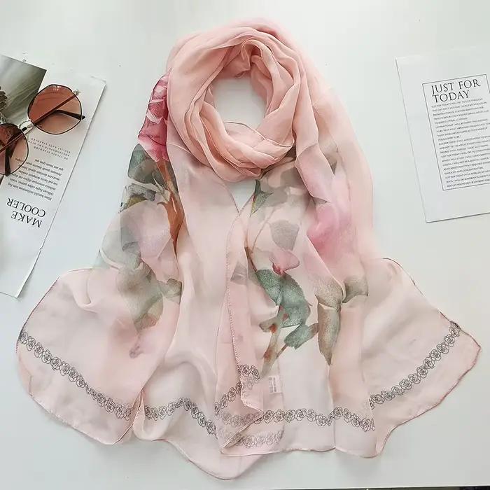 Écharpe en mousseline de soie saphir pour femme