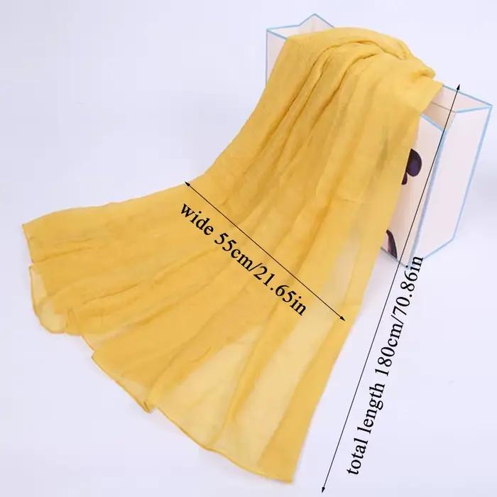 Écharpe en lin de coton uni pour femmes, hijab musulman, écharpe de plage, cadeau pour femmes, châle doux, foulard pour femmes, occasi
