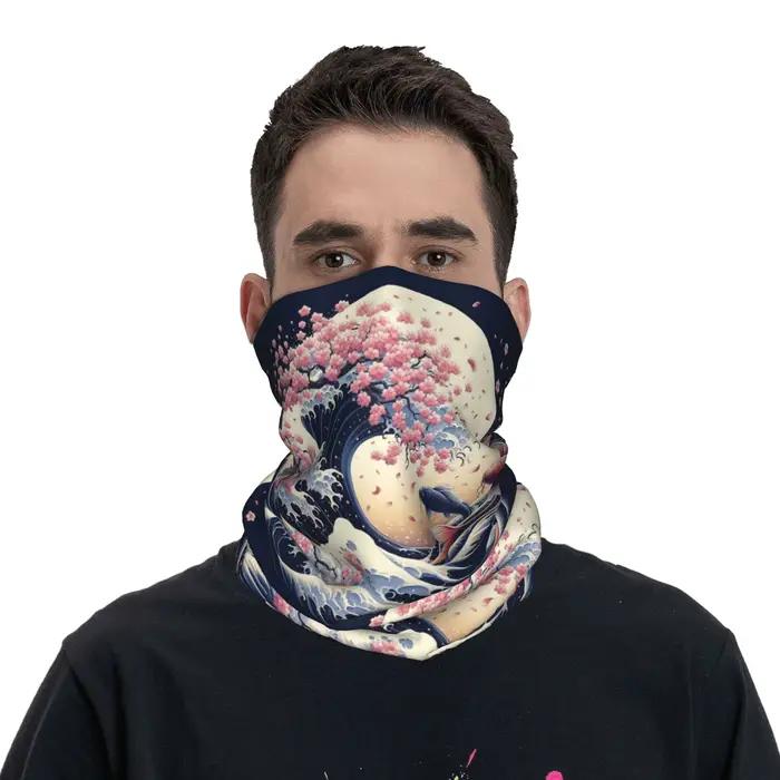 Bandana imprimé Poisson Koi et Grande Vague de Kanagawa, cache-cou, foulard magique, couvre-chef pour sports de plein air, pour hommes et femmes, toutes saisons