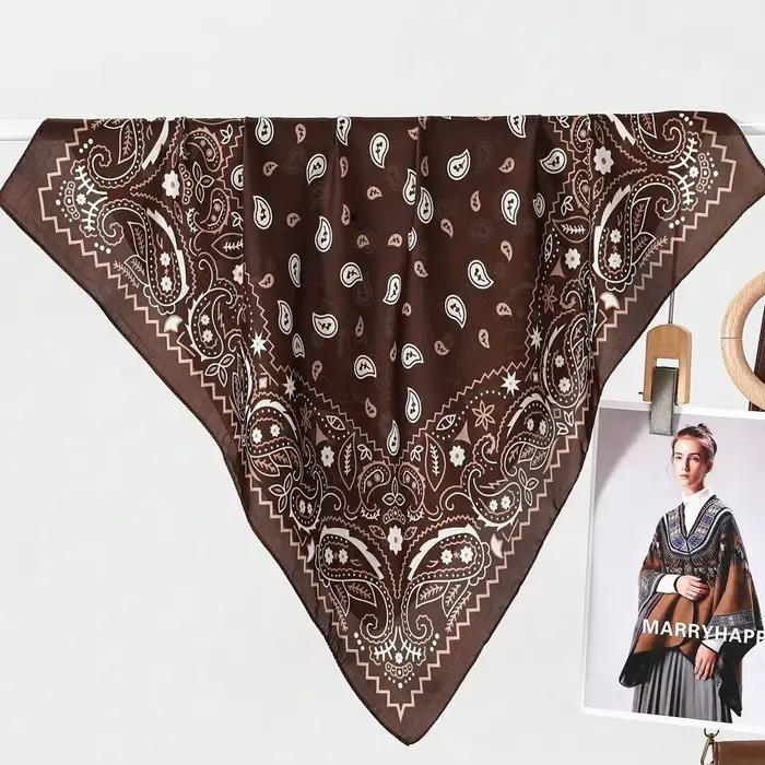 Écharpe carrée imprimée Paisley pour femmes, élégante, imitation soie, bandana, hijab rétro, foulard de luxe, châle, quatre saisons, style bohème, occassions décontractées