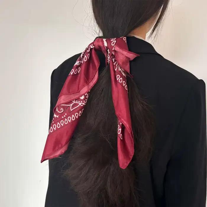 Foulard Carré Rouge Bordeaux Style Western Imprimé Cachemire Vintage Bandana Multifonction Accessoire Mode Homme Femme Occasions Spéciales