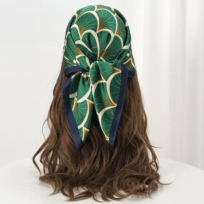 Foulard carré en Satin de soie imprimé de luxe pour femmes