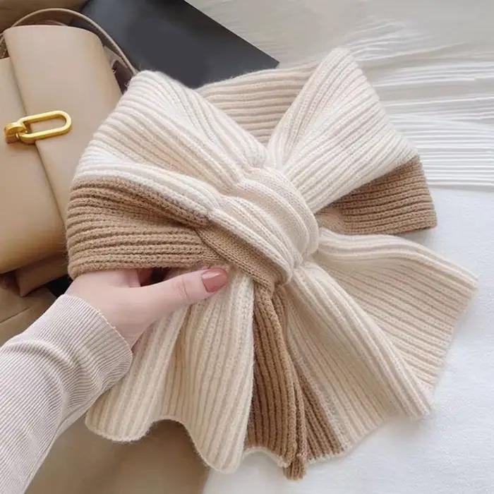 Écharpe Élégante Croisée pour Femme, Style Coréen, Document d'Abonnés, Cache-Cou d'Hiver, à la Mode, Protection Chaude pour le Cou