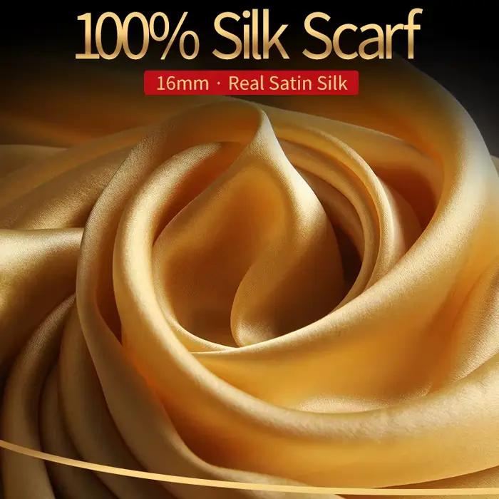 Foulard en soie naturelle long pour femmes châle de luxe satin Bufanda foulard cheveux polyvalent élégant pour toutes les saisons occasions spéciales