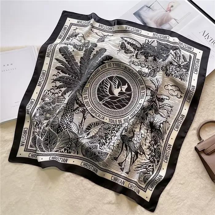 Écharpe carrée à motif d'oiseau d'amour