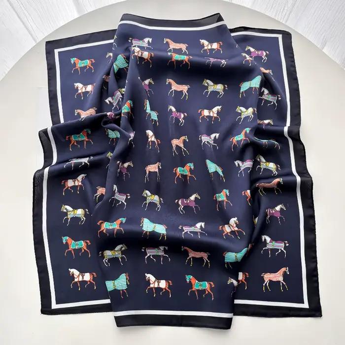 Foulard carré d'été pour femme en satin imitation soie
