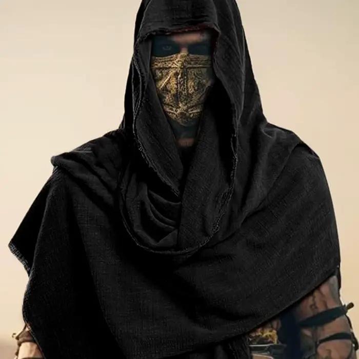 Cosplay unisexe homme médiéval Pirate rétro capuche écharpe noir/marron enveloppe cape Vintage Halloween mascarade Costume épaule capot