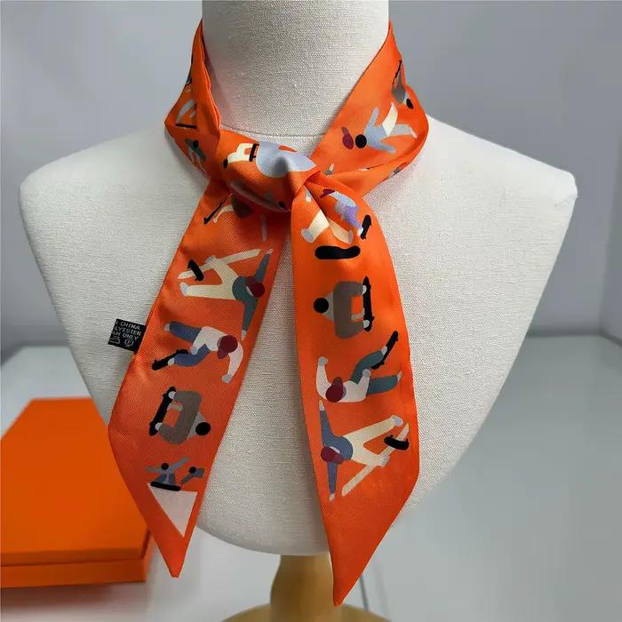 Écharpe de haute couture MENGLINXI en soie, écharpe de mode pour femmes, bandeau de cheveux, écharpe de luxe, écharpe imprimée, écharpe pour les quatre saisons