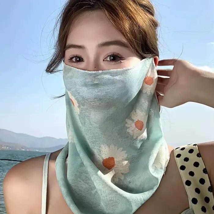 Cache-cou à imprimé floral pour femmes protection UV léger et respirant pour cyclisme randonnée et style urbain
