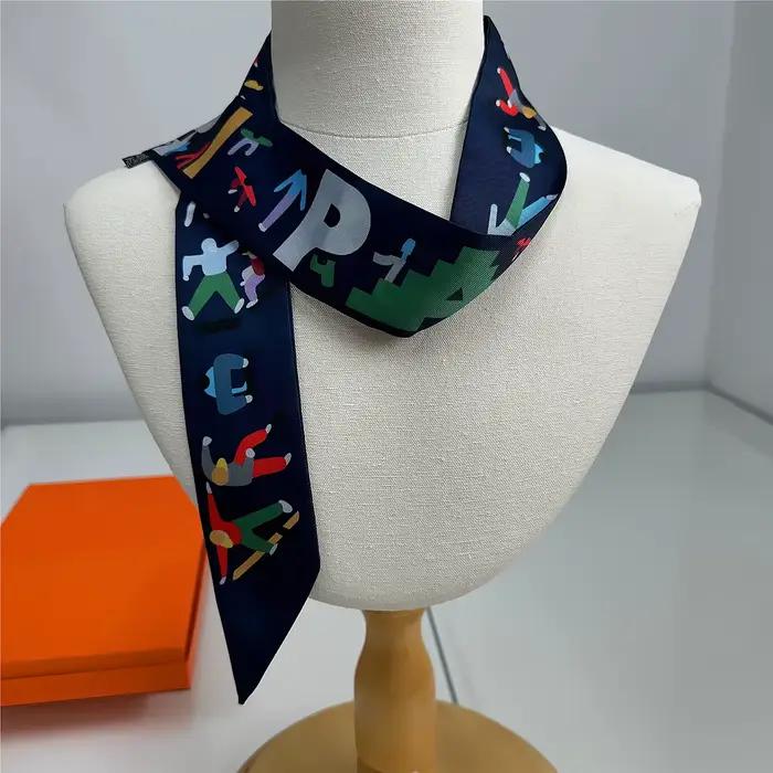 Écharpe de haute couture MENGLINXI en soie, écharpe de mode pour femmes, bandeau de cheveux, écharpe de luxe, écharpe imprimée, écharpe pour les quatre saisons