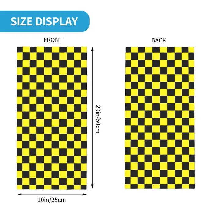 Cache-cou Bandana à carreaux noir jaune personnalisé