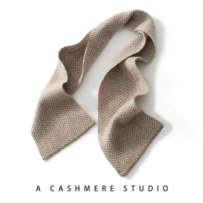 Foulard en cachemire pour hommes et femmes, écharpe courte, classique, tricotée, à rayures, pour adultes, cadeau de noël et nouvel an, hiver