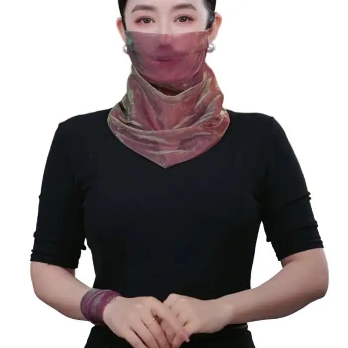 Écharpe de protection solaire avec cache-visage perlé pour femme