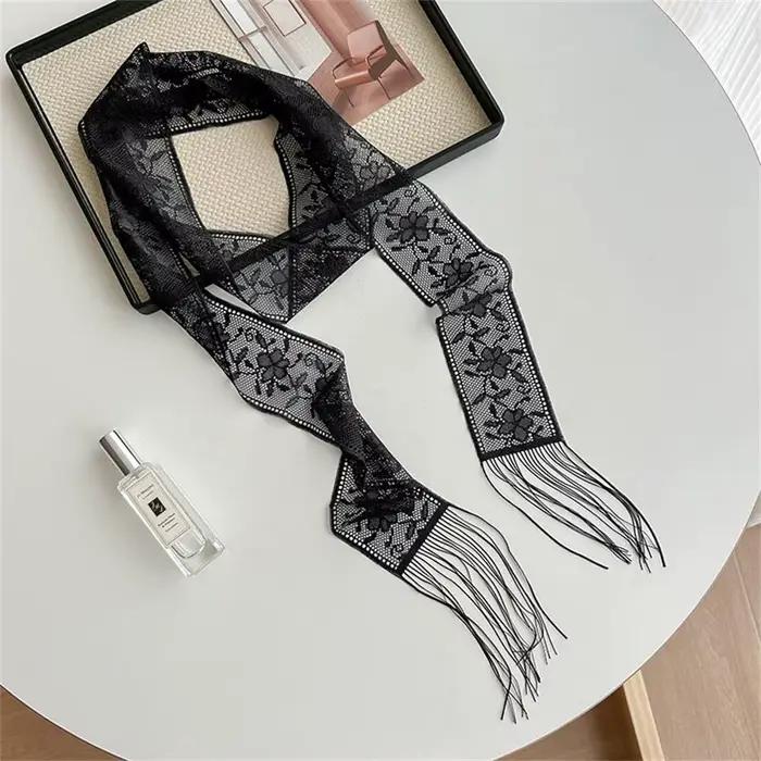 Dentelle fleur étroite longue écharpe femmes filles maigre bandeau