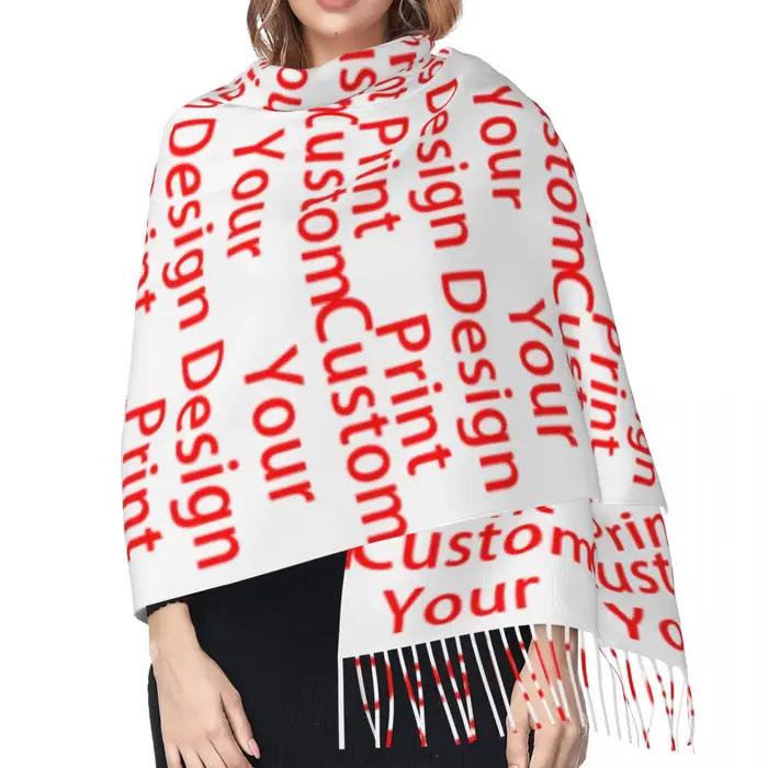Luxe personnalisé votre conception gland écharpe femmes hiver automne chaud châle enveloppement dames