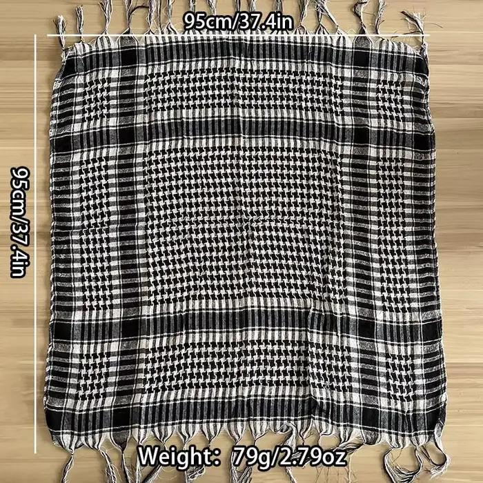 Écharpe Shemagh motif pied-de-poule polyester multicolore pour randonnée camping voyage four seasons versatile unisexuelle