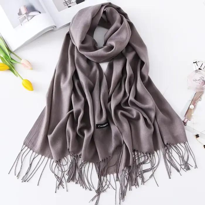 Écharpe en Cachemire avec Pompon pour Femme