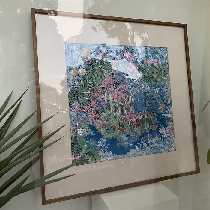 Monet peinture à l'huile sergé 100% foulard en soie mode Bandana femmes écharpe enveloppes 53 cm foulards carrés Hijab