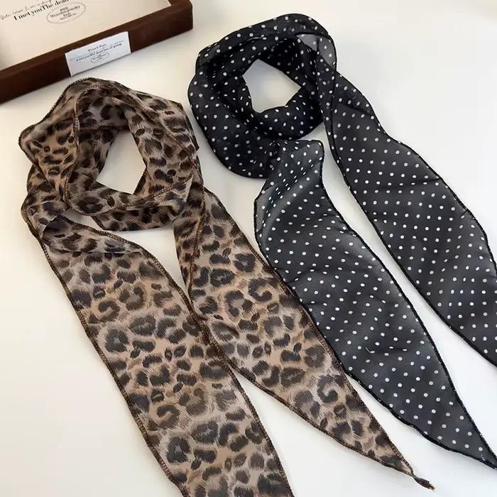 K-Style Animal imprimé à pois écharpe ceinture Boho bandeau de cheveux TikTok viral printemps été Satin accessoires