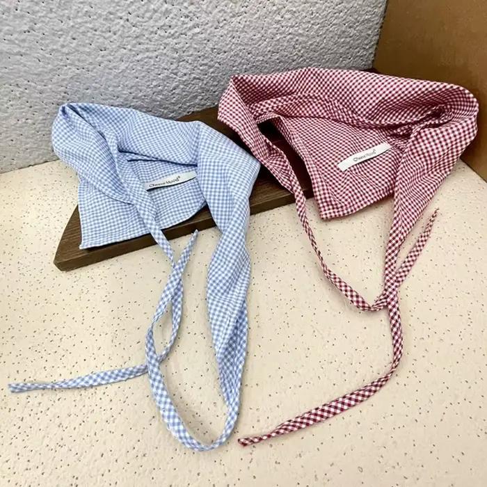 Foulard Cheveux Roux Bohème Bandana Style Pastoral Bleu Triangle Bandeau