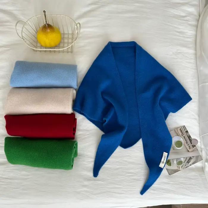 100% laine hiver écharpe pour femmes chaud Triangle tricot foulards Hijab solide dame châle enveloppement femme