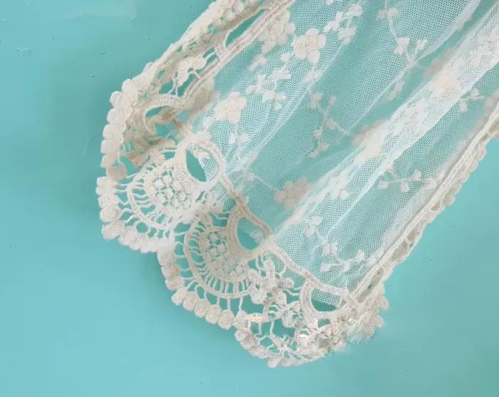Nouveau élégant femmes longue écharpe broderie florale Crochet maille dentelle garniture châle foulards mode Lolita