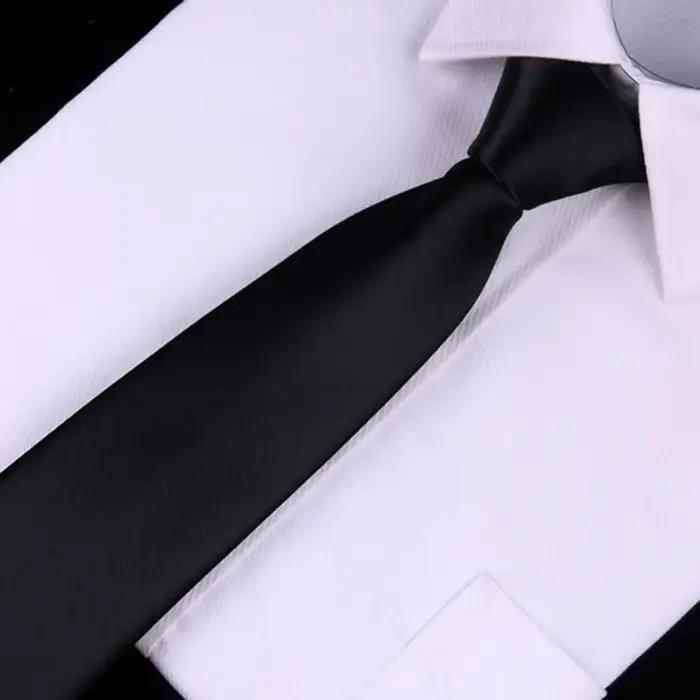 Cravates noires minimalistes pour homme et femme, accessoire élégant pour diverses occasions, simple et durable, prêt à être noué rapidement