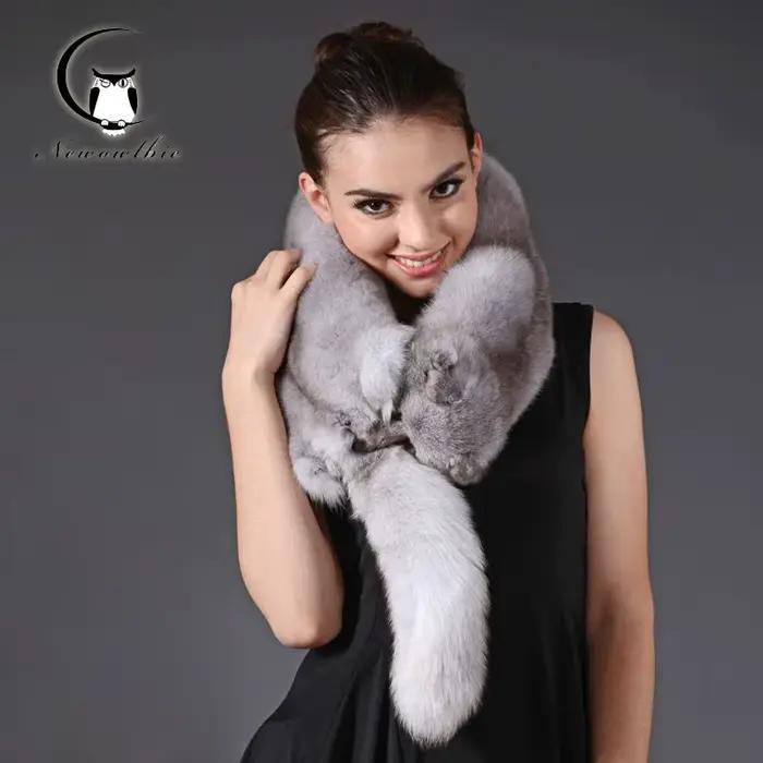 Écharpe d'hiver femmes fourrure de renard de luxe qualité entière