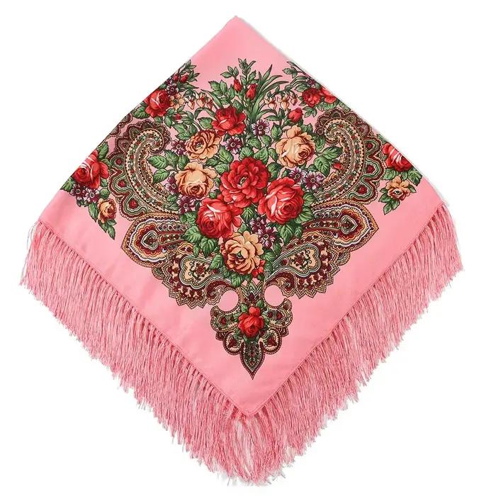 Écharpe Florale Bohème Rétro Femme Luxe Multifonction Écharpe Châle Voyage Occasionnels Tête Enveloppement