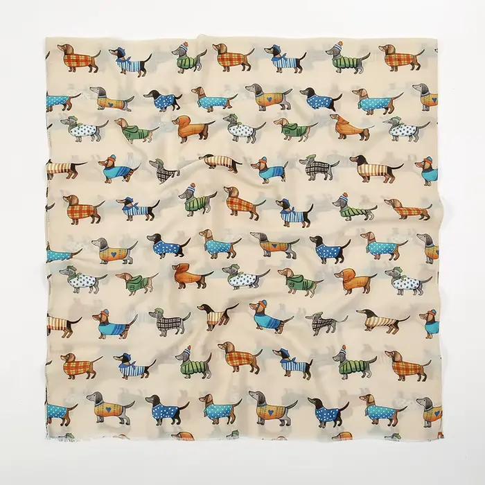 Écharpe en Viscose à Motif de Chien et Chat pour Femme Musulmane