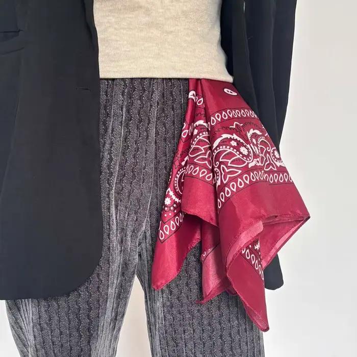 Vin rouge Style occidental Bandana coton doux cheveux écharpe respirant Cowboy cou
