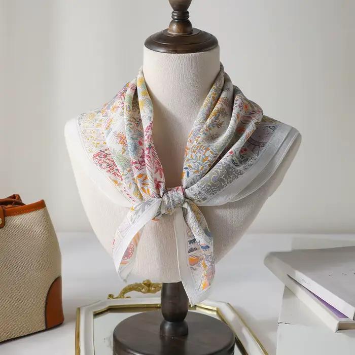 Écharpe en pure soie de mûrier à motif cachemire pour femme