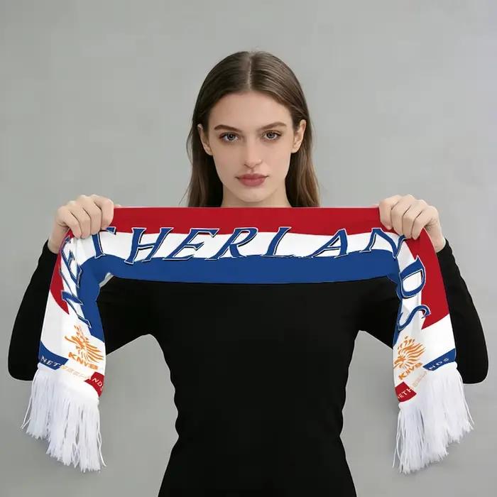 Écharpe de supporter de football 140x15cm en flanelle imprimée Argentine Brésil Portugal France Espagne Canada USA avec pompons