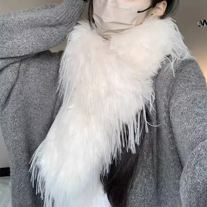 Écharpe à cheveux longs marron