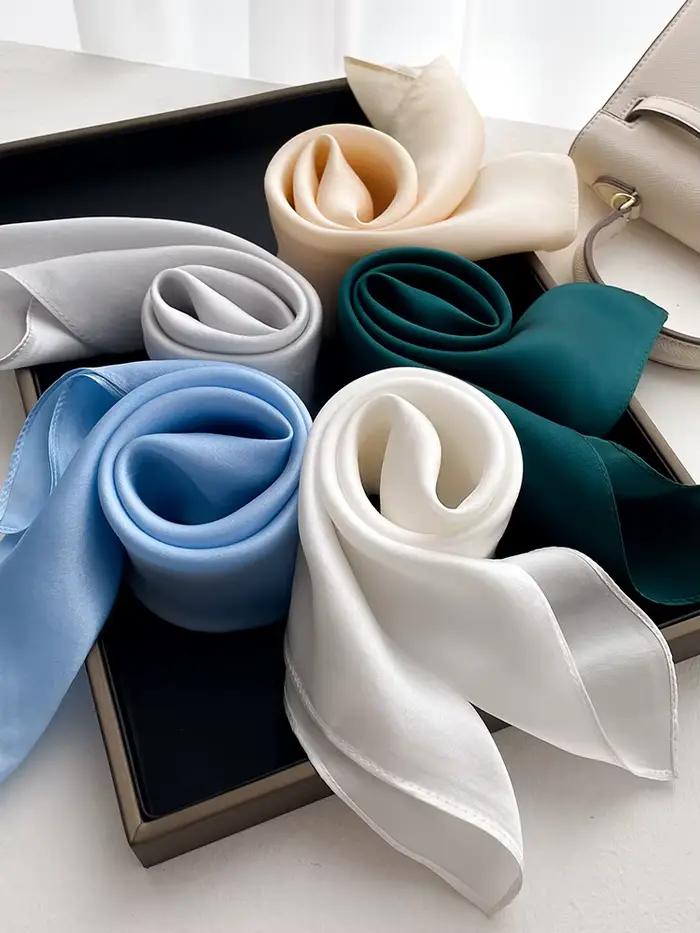 Écharpe décontractée en Satin de soie de mûrier 100% naturelle pour femmes