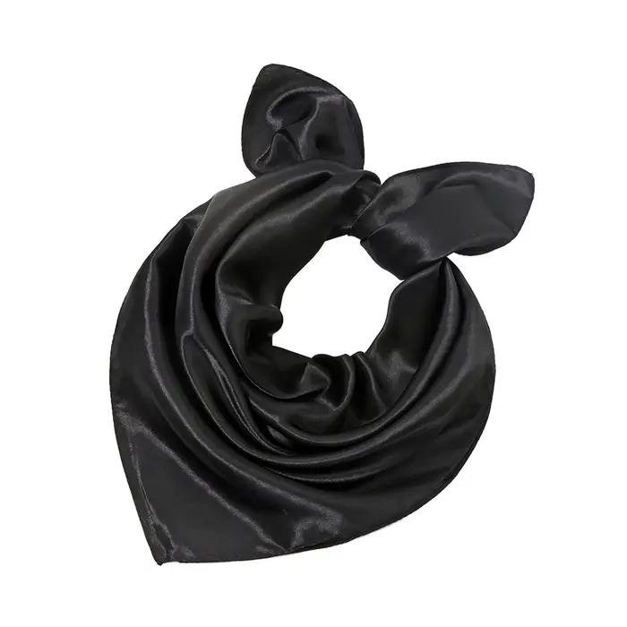 Foulard carré en Satin uni pour femmes, couleur unie, 60x60cm, Simulation de soie, petites écharpes,