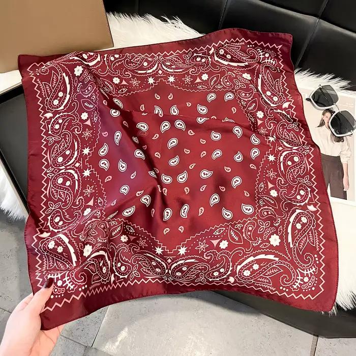 Écharpe carrée en satin à imprimé chaîne vintage, douce et légère, accessoire de mode féminin pour c