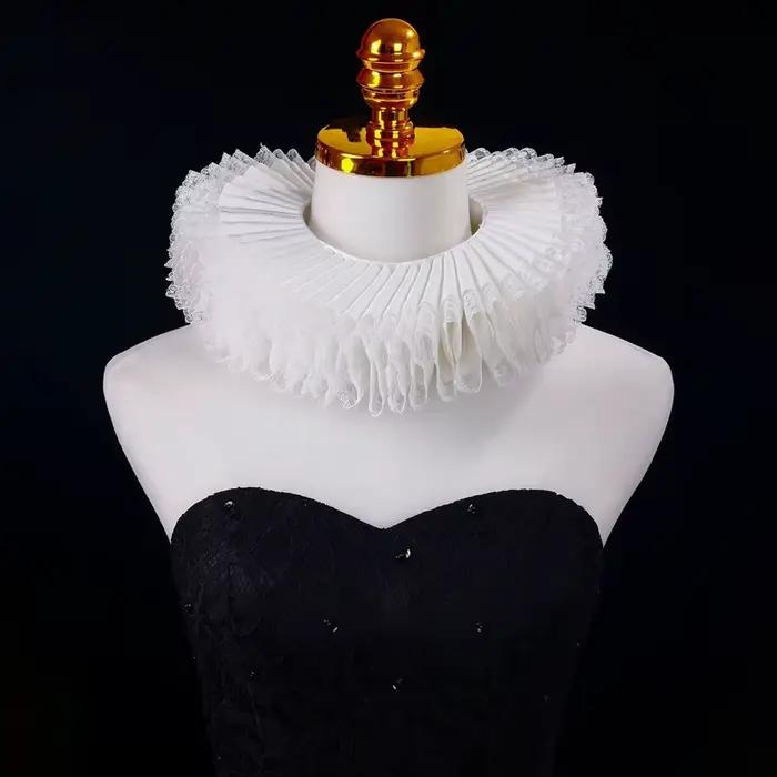Faux col détachable et exagéré, Costume de spectacle d'opéra, col de reine en dentelle à volants de