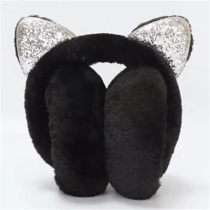 Cache-oreilles chat mignon pour femmes filles enfants hiver chaud fausse fourrure de lapin doux cach