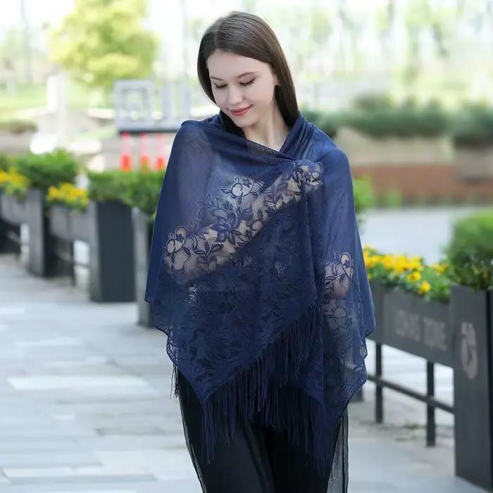 Foulard Cheongsam châle foulard enveloppes crème solaire châle robe châle glands dentelle écharpe fe