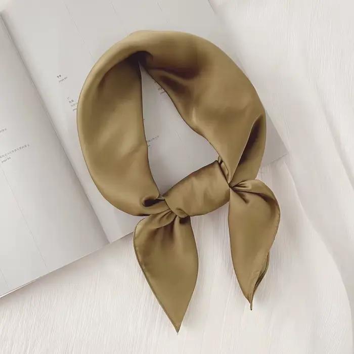 Nouveau 70*70 cm Foulard carré en soie femmes doux Satin bandeau Foulard cravate femme bandeau Foula