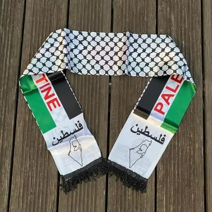 Écharpe Palestine colorée à la mode, drapeau palestinien, ensemble écharpe, chapeau et gants, tricotée en polyester, pour femmes, mariage, anniversaire, cérémonies de remise de prix