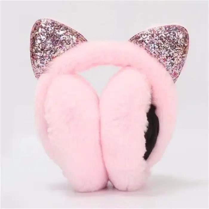 Cache-oreilles chat mignon pour femmes filles enfants hiver chaud fausse fourrure de lapin doux cachemire