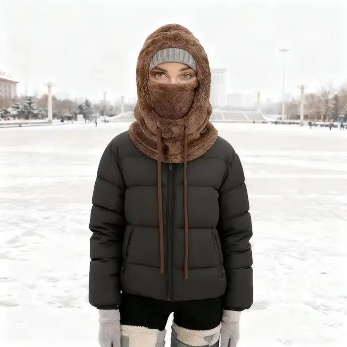 Cagoule thermique en coton pour femmes, résistante à l'eau, avec masque intégral pour skieurs, motards et cyclistes, idéale pour les activités de plein air et les sorties hivernales