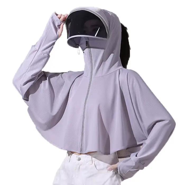 Vêtements de protection solaire fins en soie glacée pour femmes