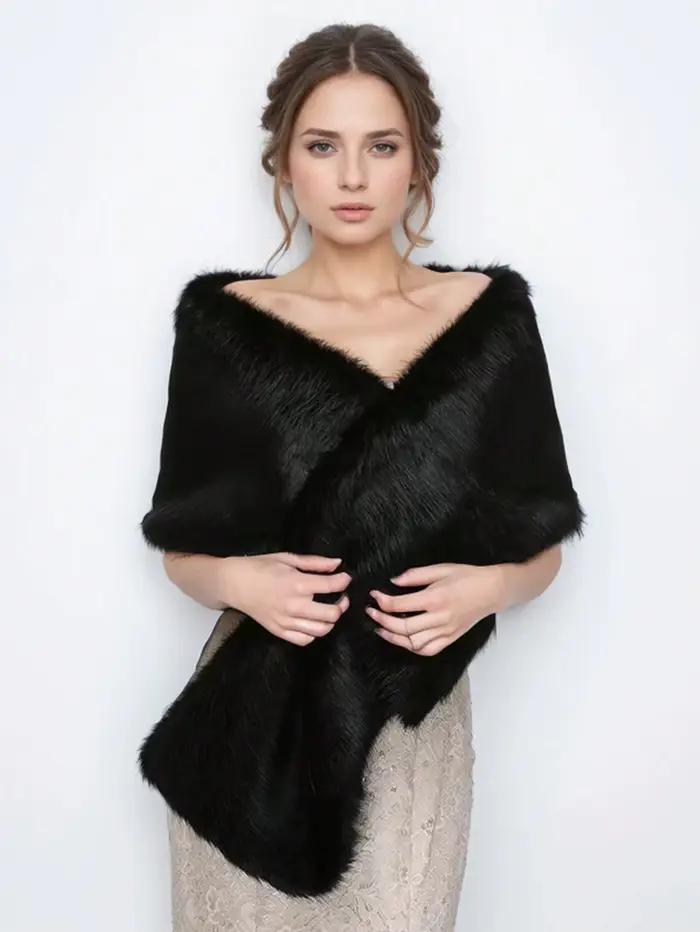 Écharpe en fausse fourrure pour femme automne hiver foulard